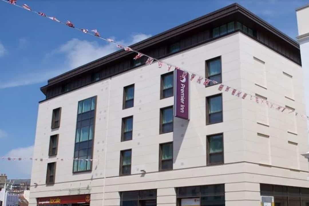 Outside Premier Inn at Jersey St Helier