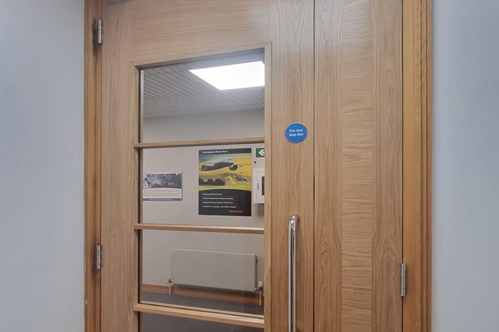 Fire door installation at Honeywell Aerospace, Basingstoke