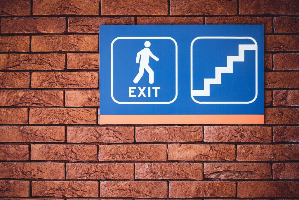 Fire exit with staircase sign 